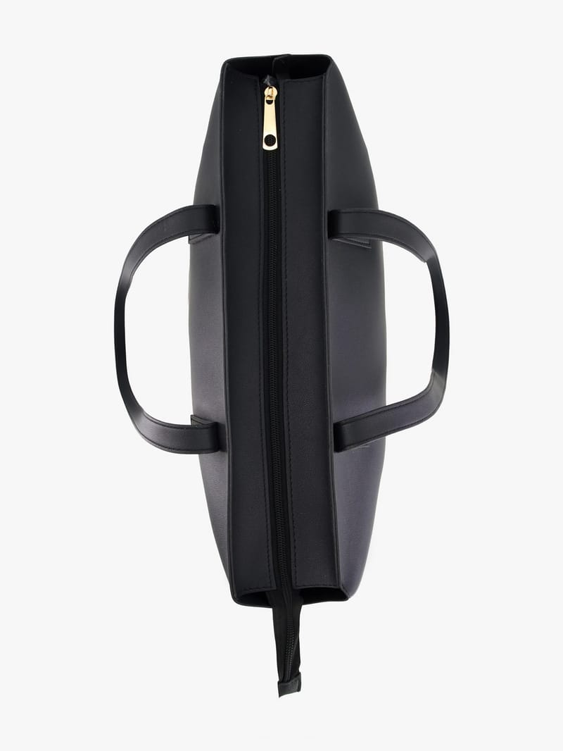 Signature Tote in Matte Onyx, top view