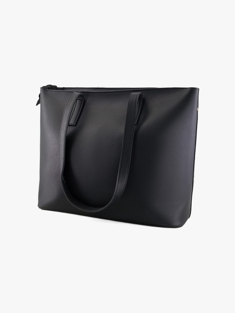 Signature Tote in Matte Onyx, angled view